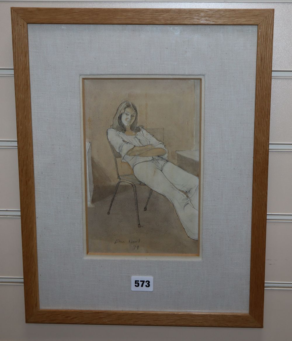 John Stanton Ward (1917-2007), Geraldine, signed and dated 79, pen, pencil and wash, 24.5cm x 15.5cm